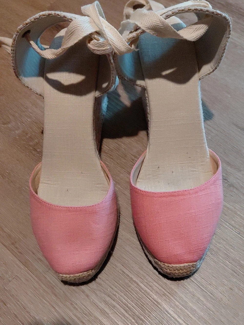 Women's Pink Espadrille Wedge Sandals